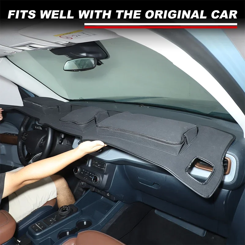 

For Ford Maverick 2022-2025 Car Dashboard Sunscreen Pad with Zipper Storage Bag Interior Car Accessories