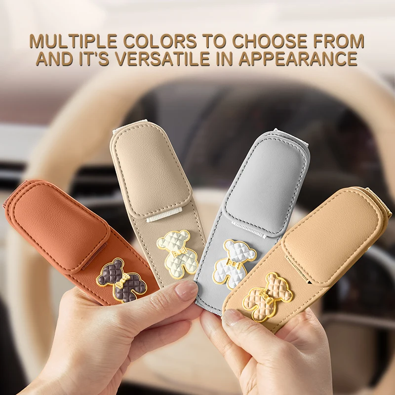 

MIXSAS 1PCS Magnetic Car Sun Visor Glasses Clip Cute Bear Design,Microfiber Leather Car Sunglasses Clip Ticket Card Secure Holde
