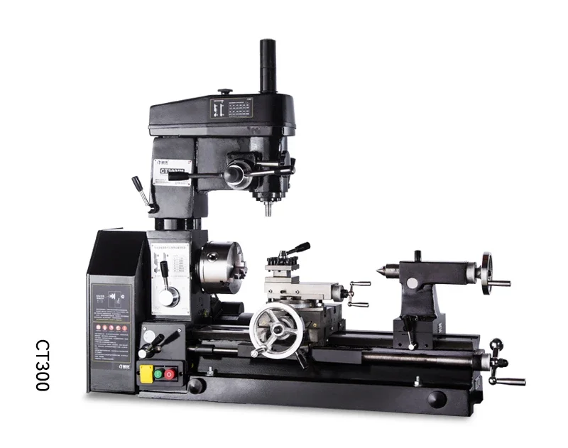 CT300 Household Lathe Small Multifunctional Lathe Bench Drill Cart Drilling and Milling Machine Metal Milling Machine Lathe