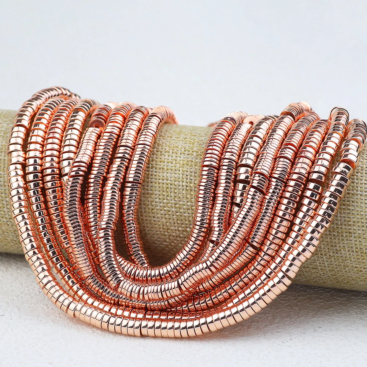 15‘’ Rose Gold Flat Round Hematite Natural Stone Spacer Loose Beads For Jewelry Making DIY Bracelet Necklaces Earrings 3/4/6/8mm image 2