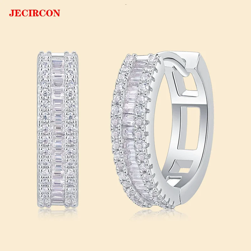 

JECIRCON Европейские и американские шикарные серьги-кольца из стерлингового серебра S925, полная инкрустация муассанитом, устойчивые к выцветанию ювелирные изделия высокого класса