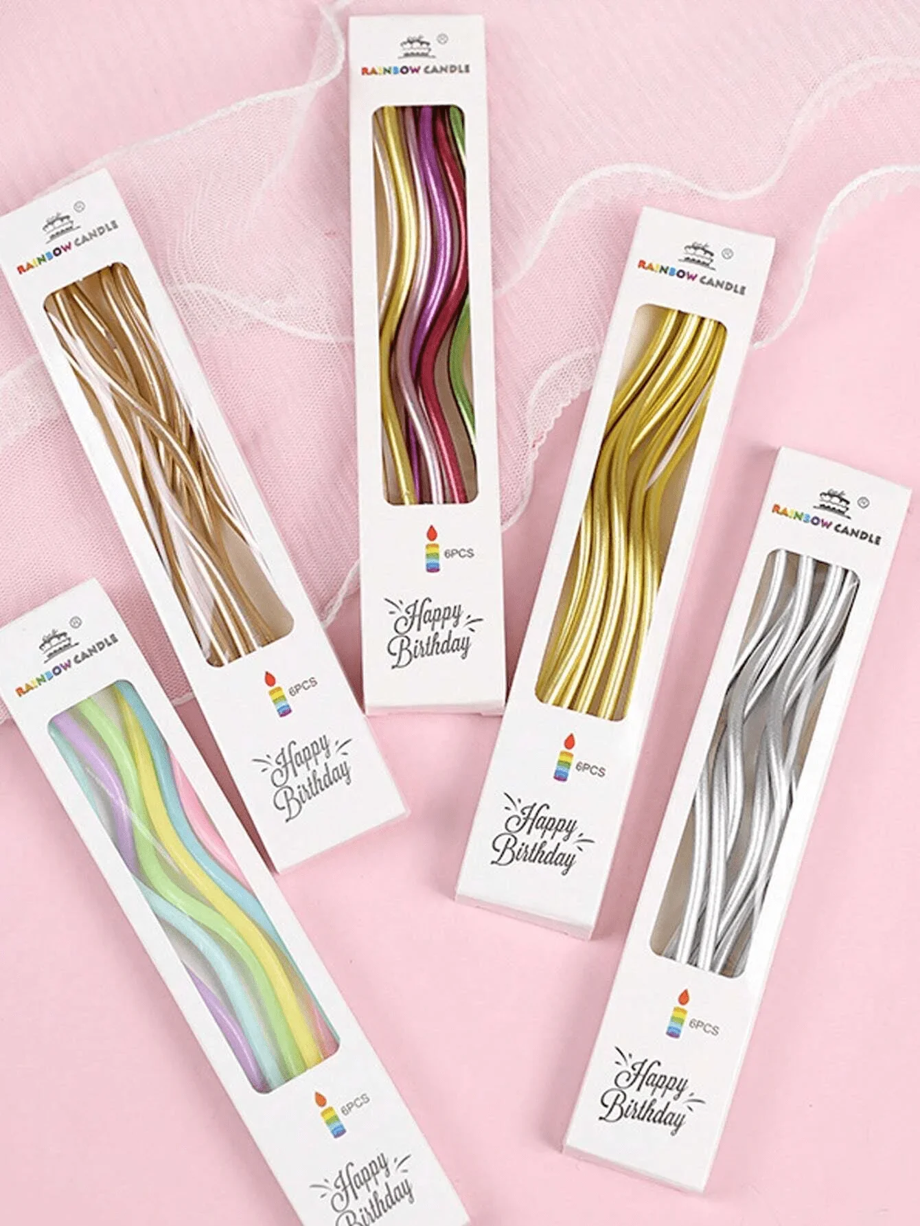 

6/12/48pcs/1case Birthday Candles Spiral Cake Candles Long Thin Cake Candles For Wedding Party And Cake Decoration
