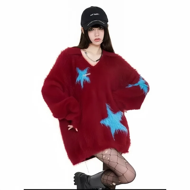 

2024 Autumn Winter Women Sweater Vintage Basic Solid Knitted Tops Casual Slim Pullover Korean Sweaters Simple Chic Jumpers Y2k