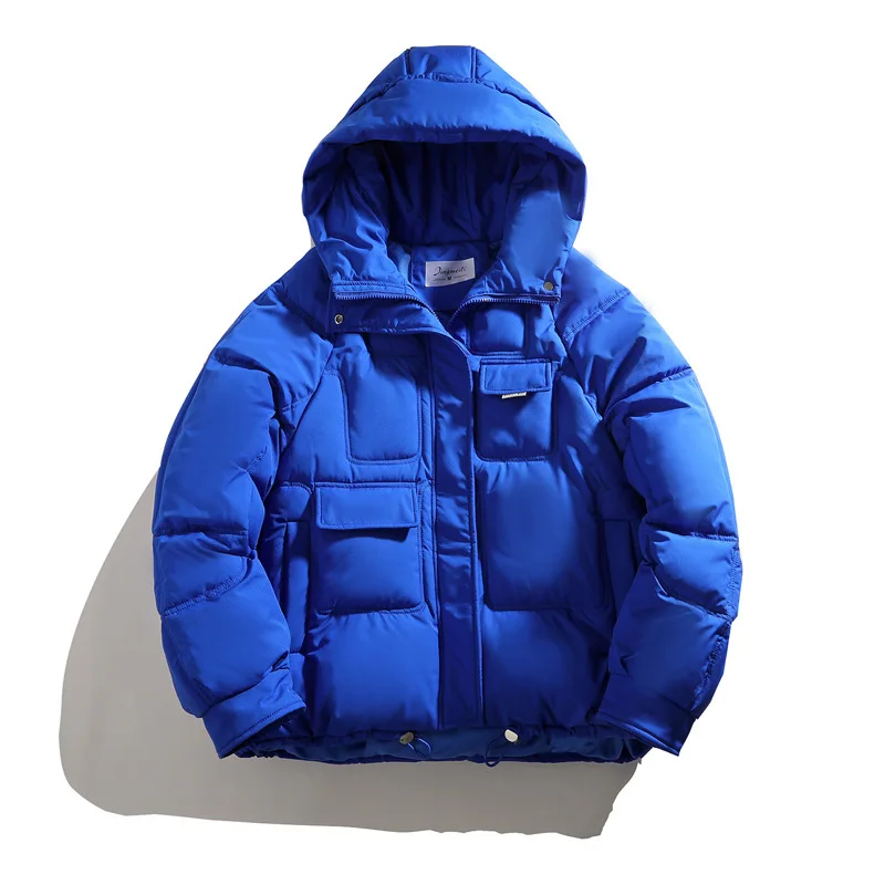 Solid Simple Hooded Bubble Coat Cotton Padded Warm Parka Pockets Casual Outwear Winter Puffer Jacket Women Parkas Coats