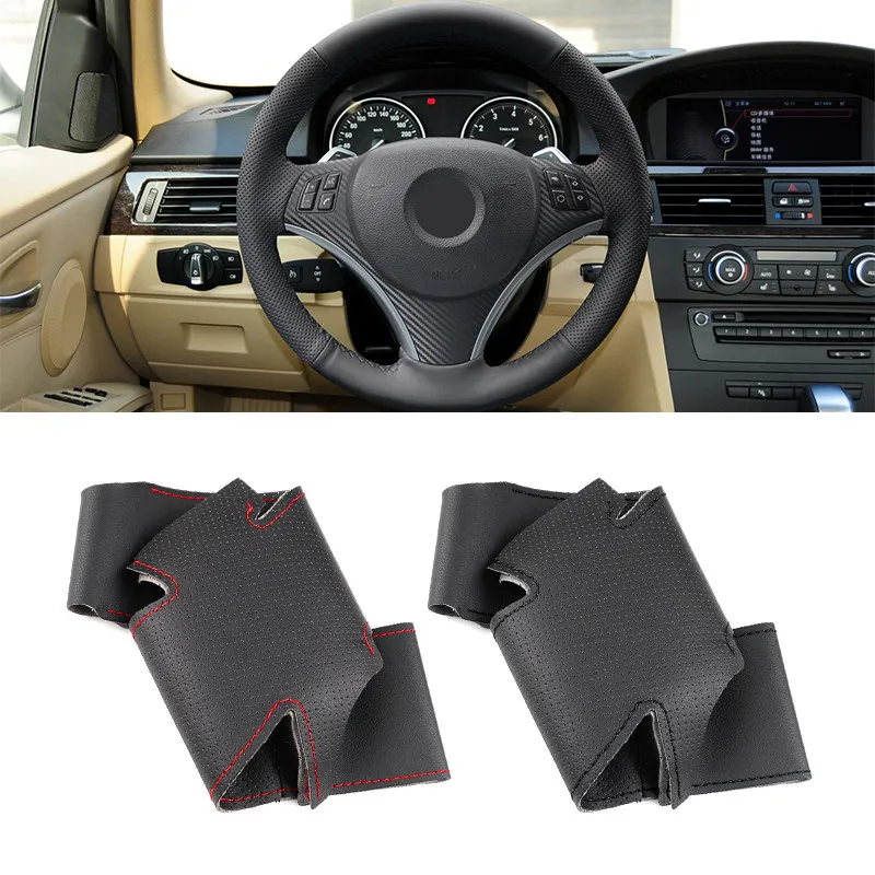 For BMW E90 320i 325i 330i 335i E87 120i 130i 120d X1 E84 DIY Hand-stitched Perforated Leather Car Interior Steering Wheel Cover