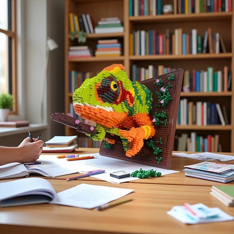 Jouet de bloc de construction caméléon, peut être mural ou placé sur un bureau, assemblage amusant pour adultes, Saint-Valentin, cadeau d'anniversaire