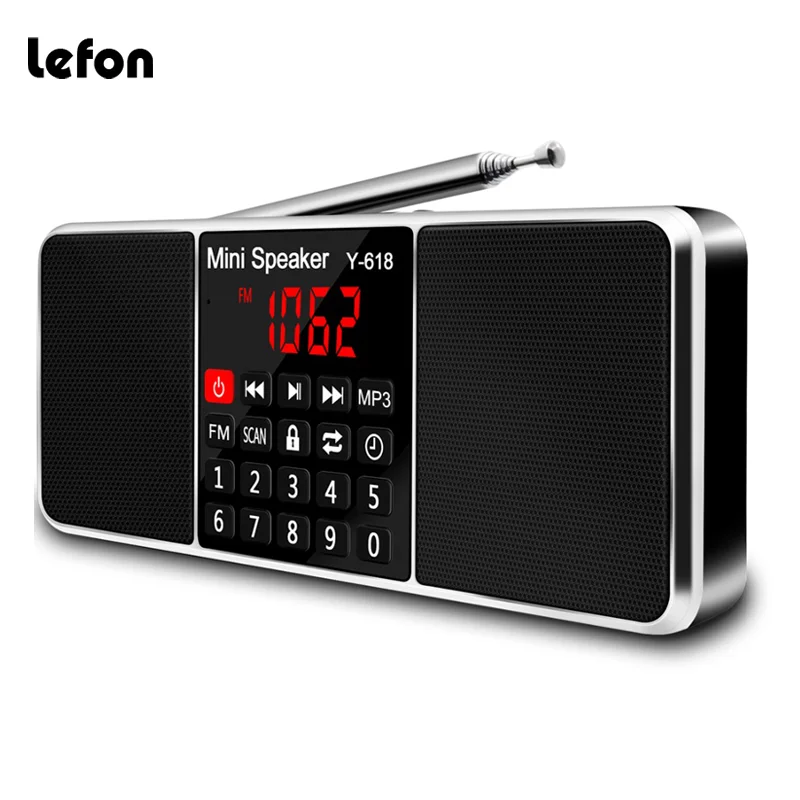 Lefon Digital FM Radio Receiver Speaker Stereo MP3 Player Support TF Card USB Drive LED Display Time Shutdown Portable Radios