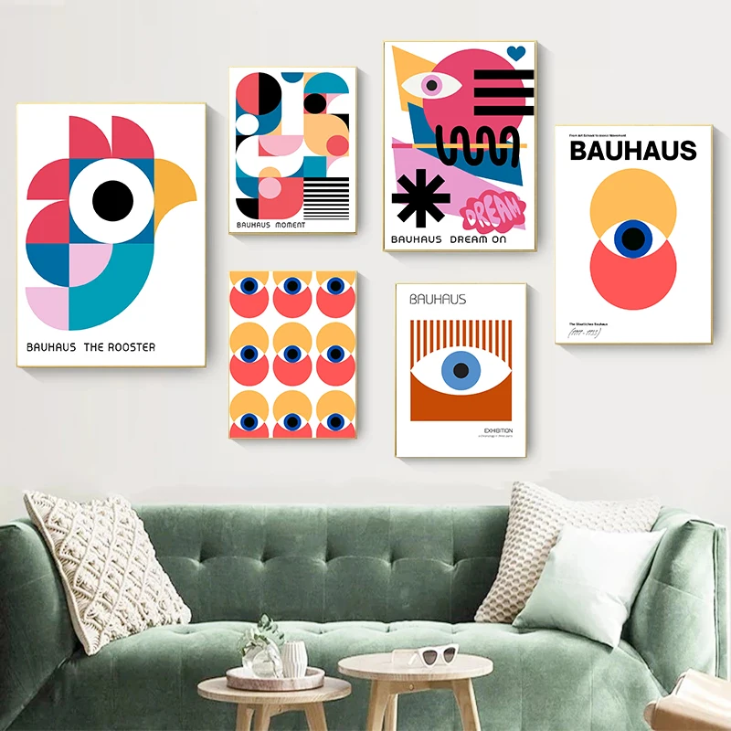 Modernist Abstract Eye Design Bauhaus Geometry Posters Colorful Pop Prints Canvas Painting Wall Pictures Home Living Room Decor