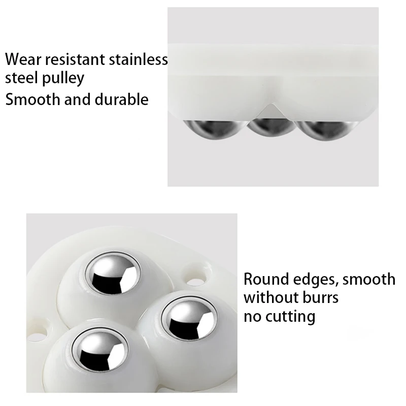 4Pcs Self Adhesive Ball Universal ล้อ3ลูกปัดสแตนเลส Katrol Baja แบริ่ง Mute สำหรับกล่องเก็บของในครัวเรือนโต๊ะข้างเตียงฐาน