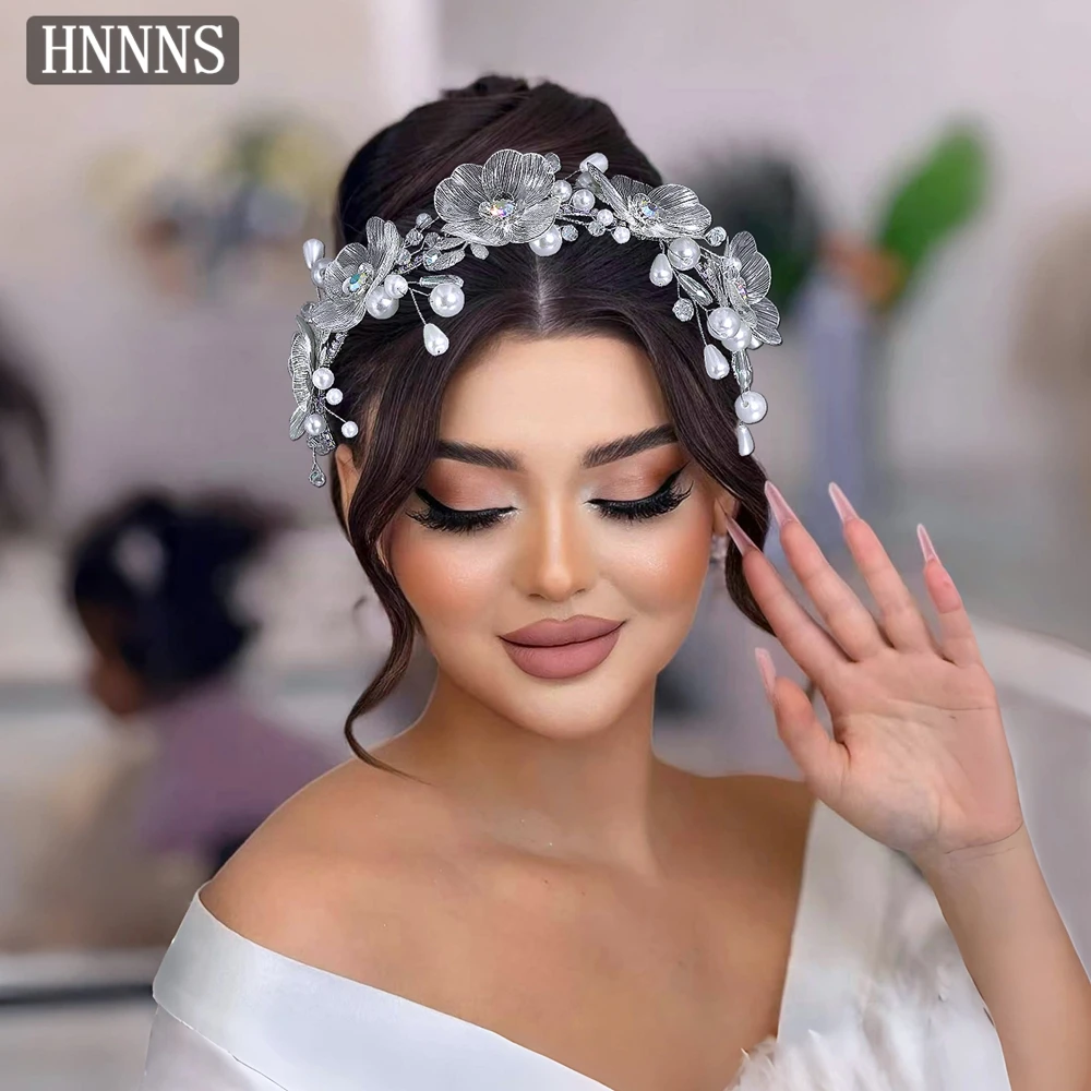 

HNNNS Sweet Bridal Hair Bands Elegant Flower Hair Accessories Pearl Ladies Jewelry Handmade Accessories Brithday Gift A311