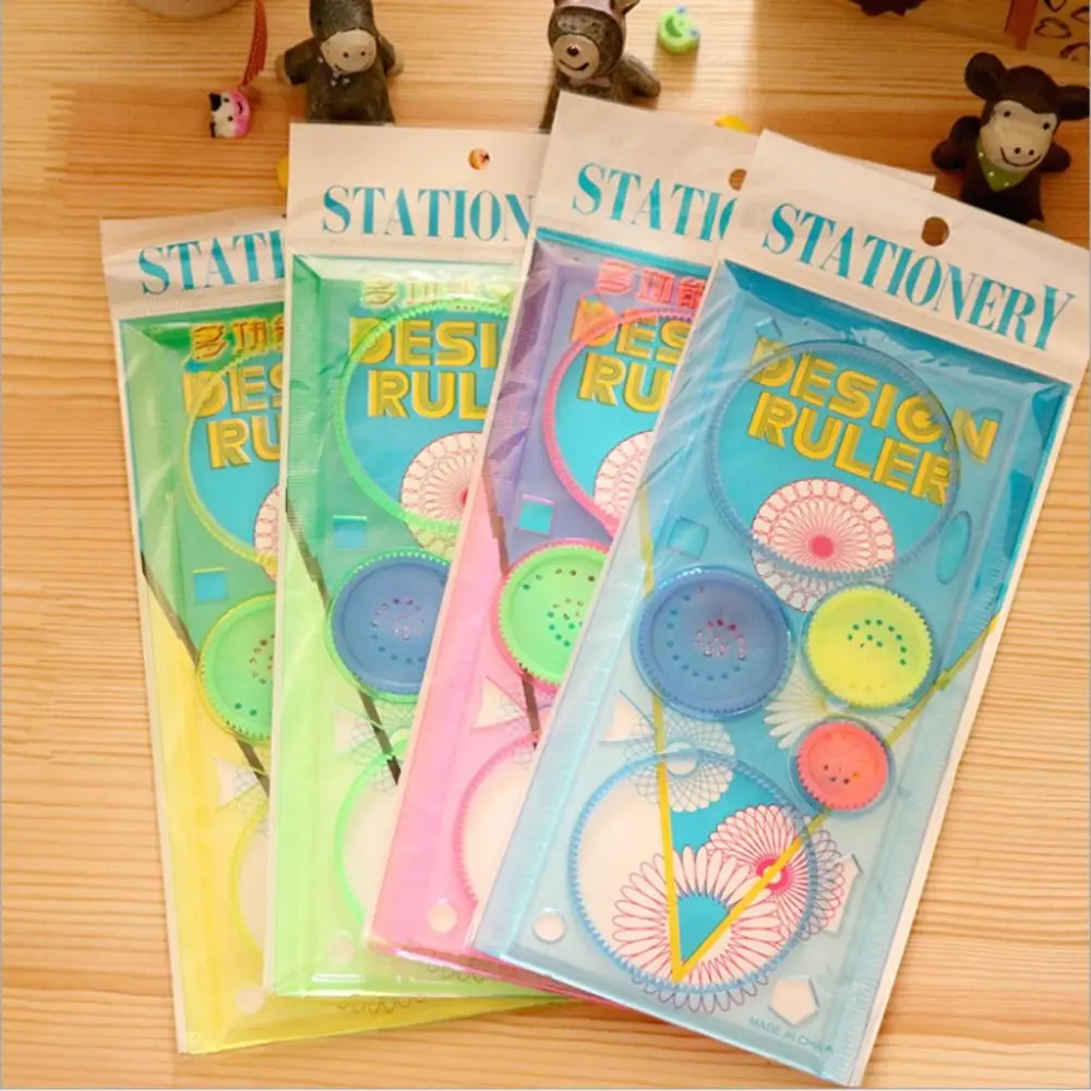 1 pc Spirograph Metric Ruler Multifunctional Geometric Ruler Measuring Too Plastic Drafting Tools School Supplies Student