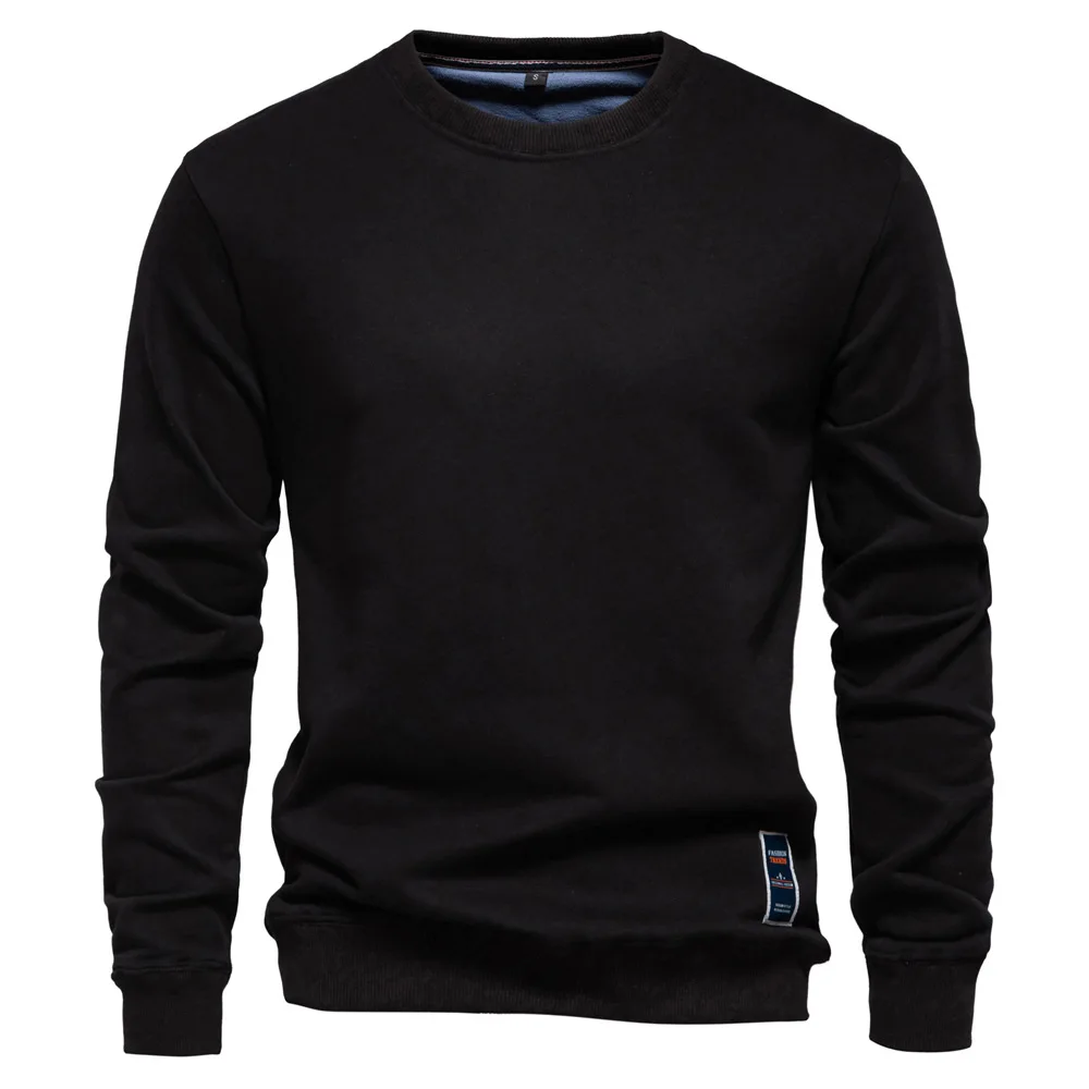 AIOPESON lo stesso stile autunno nuovo codice Euro maglione Casual commercio estero da uomo sciolto tinta unita girocollo tendenza copricapo