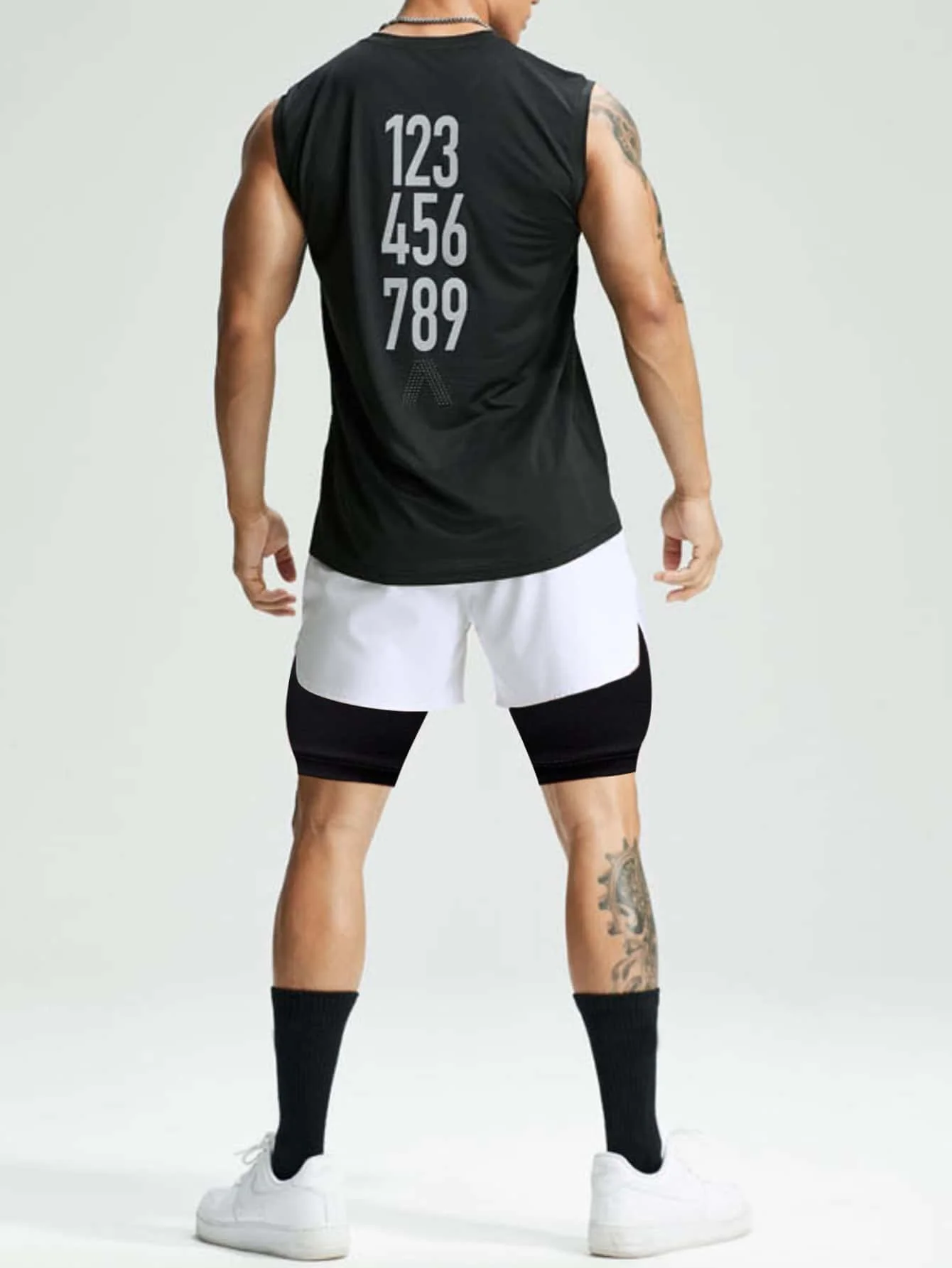 

Мужские спортивные шорты 2 в 1 с цветными вставками, белые, для фитнеса и тренажерного зала