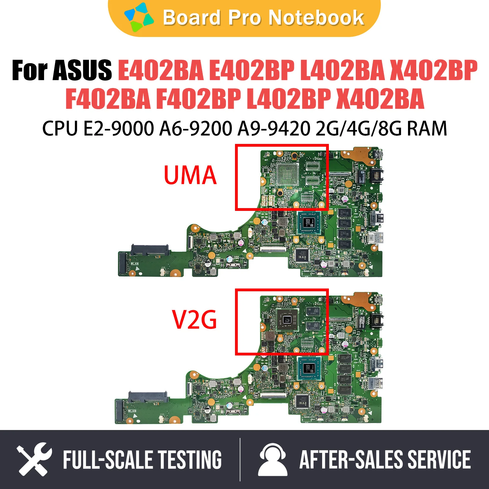 

E402BA Mainboard E402BP L402BA X402BP F402BA L402BP F402BP Laptop Motherboard E2-9000 A6-9200 A9-9420 CPU 2G 4G 8G-RAM