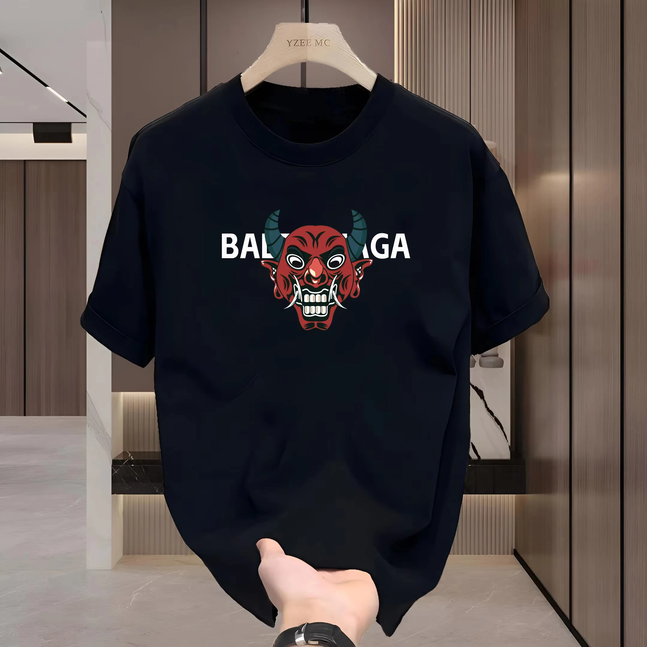 2026 New Men Women Japanese Hannya Mask Graphic T-Shirt Retro Demon Face Print Crew Neck Casual Tee