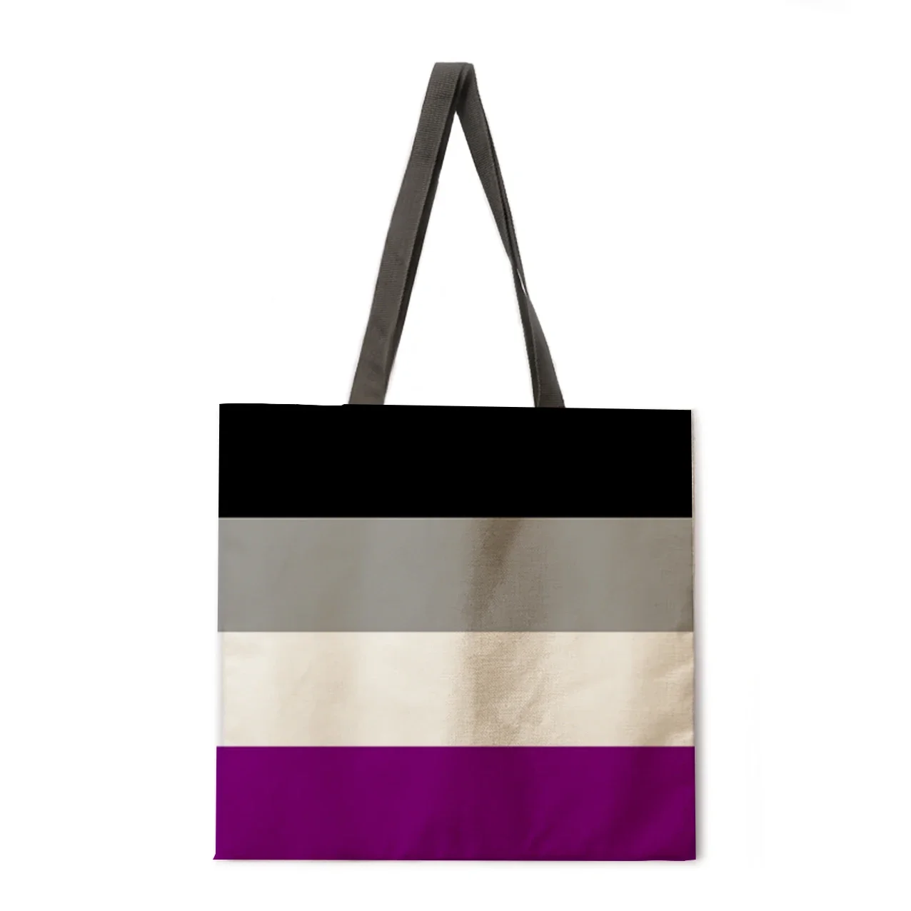 Rainbow Pattern Linen Tote Bag Light Shoulder Bag Large Capacity Eco-friendly Shopping Bag Tote Bag