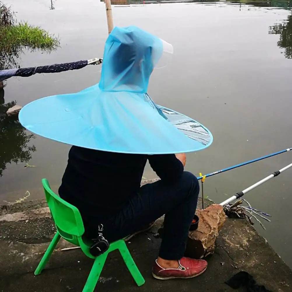 Umbrella Hat with Brim Men's Folding Umbrella Hat Waterproof Rain Protection Cap Hands-free Transparent Outdoor for Adults
