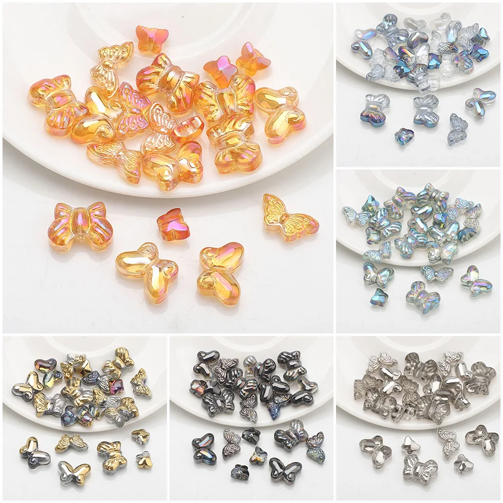 

20Pcs Butterfly Pendant, Multi Size Mixed Color Glass Bead Bracelet Necklace Handmade Diy Jewelry Accessories Wholesale
