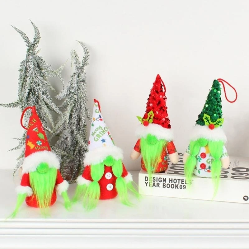 

4 Pieces Glowing Rudolf Elf Figurine Doll Hanging Christmas Ornaments Plush 15UB