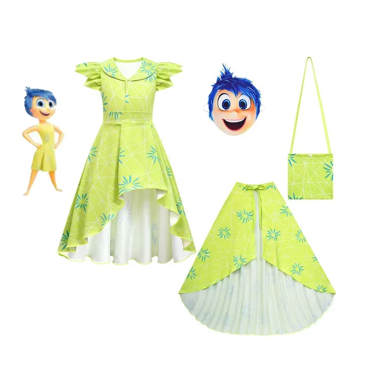 

Новая одежда, платье для девочек, детская одежда для косплея Inside Out 2, одежда с летающими рукавами для девочек, юбка для выступлений в стиле косплей Joy