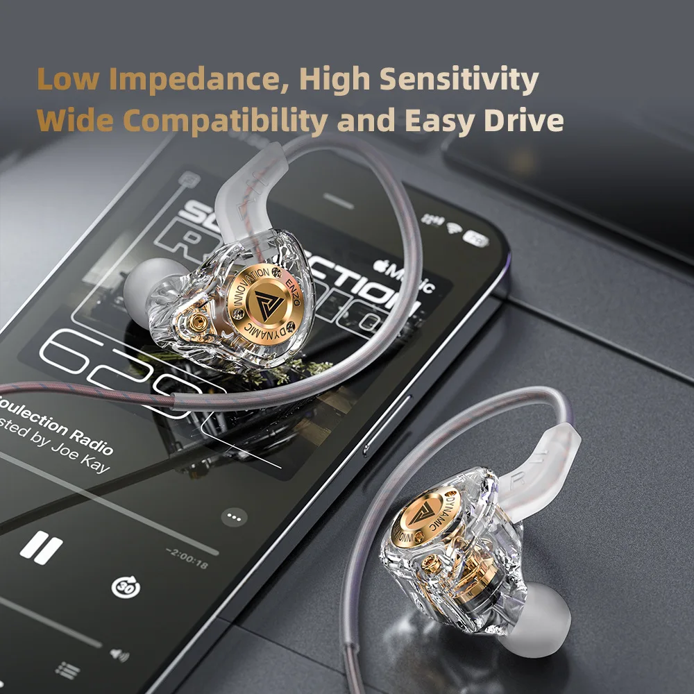 QKZ Enzo In Ear Dynamic Driver Wired Earphones Hifi Heavy Bass Wired Control Low Impedance High Sensitivity Wide Compatibility