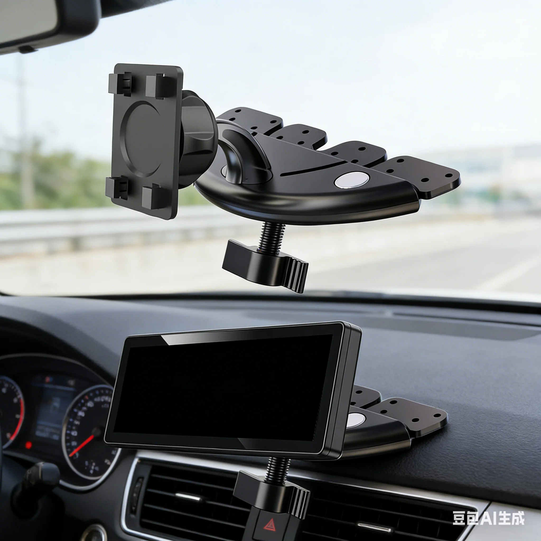 1 Pcs CD Slot Car Mount Space-saving For CarPlay Black Space-saving Adjustable Angles & Low Profile Design CD Port Phone Holder