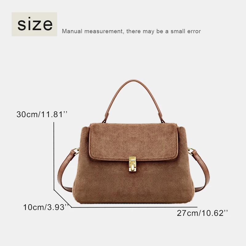 England Style Faux Suede Bags For Women Luxury Designer Handbags Purses 2023 New In Top Handle Lock Decoration Small Crossbody
