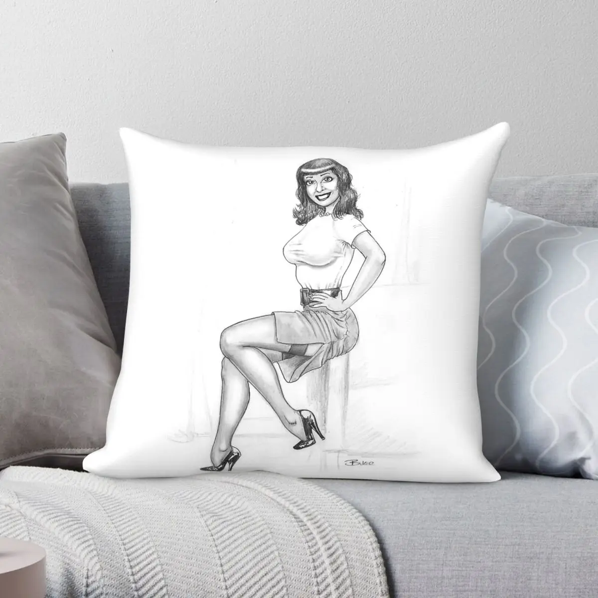 Model Bettie Page Pillowcase Polyester Linen Velvet Pattern Zip Decor Throw Pillow Case Car Cushion Cover Wholesale 45x45