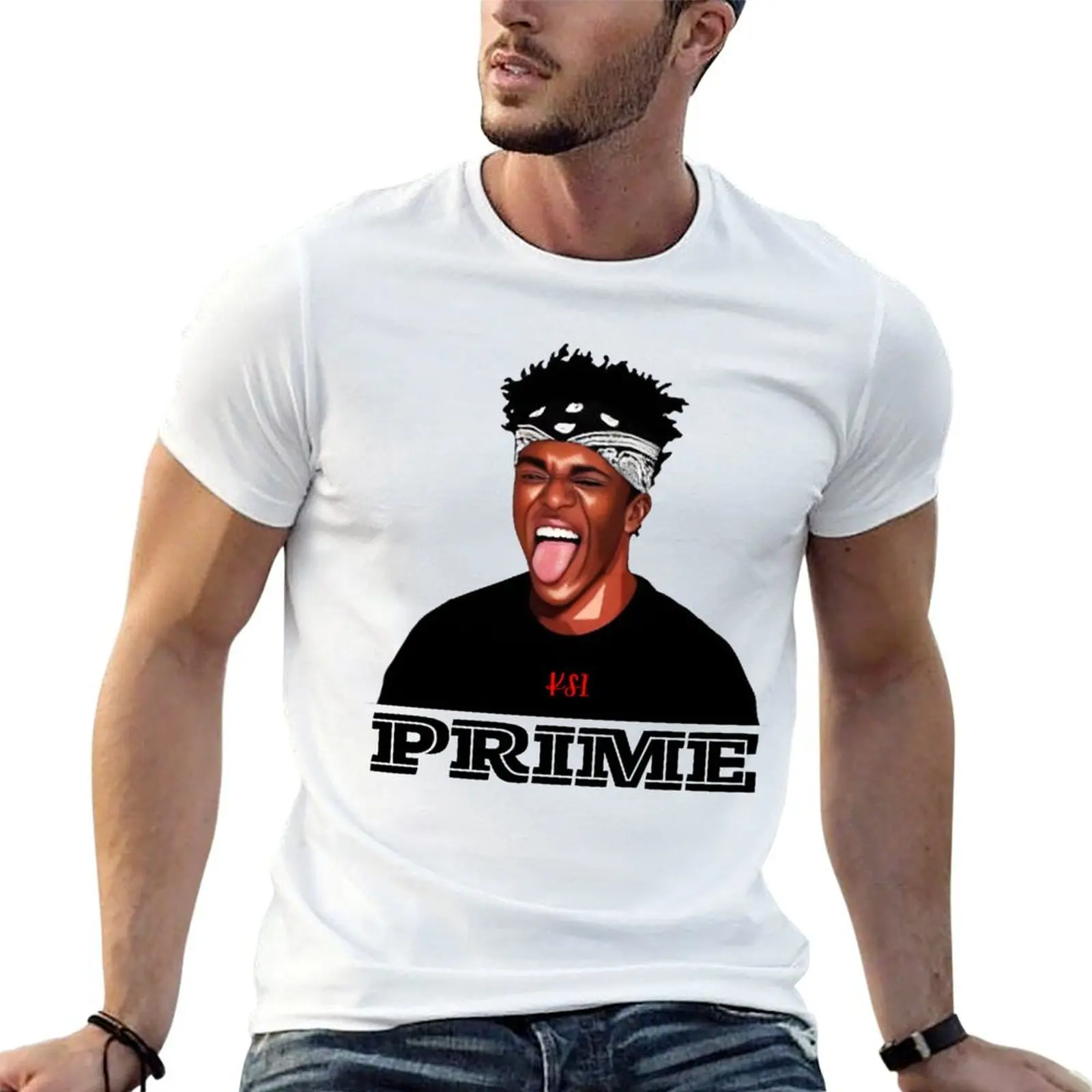 Camiseta de algodón de calidad, paquete de camisetas de algodón KSI, camisas altas para hombre, camisetas 100% para hombre, Camiseta de algodón Prime