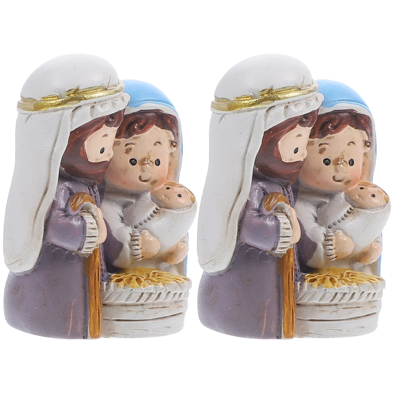 

2 Pcs Small Ornaments and Statues Resin Religious Bulk Scene Figurines Jesus Figure
