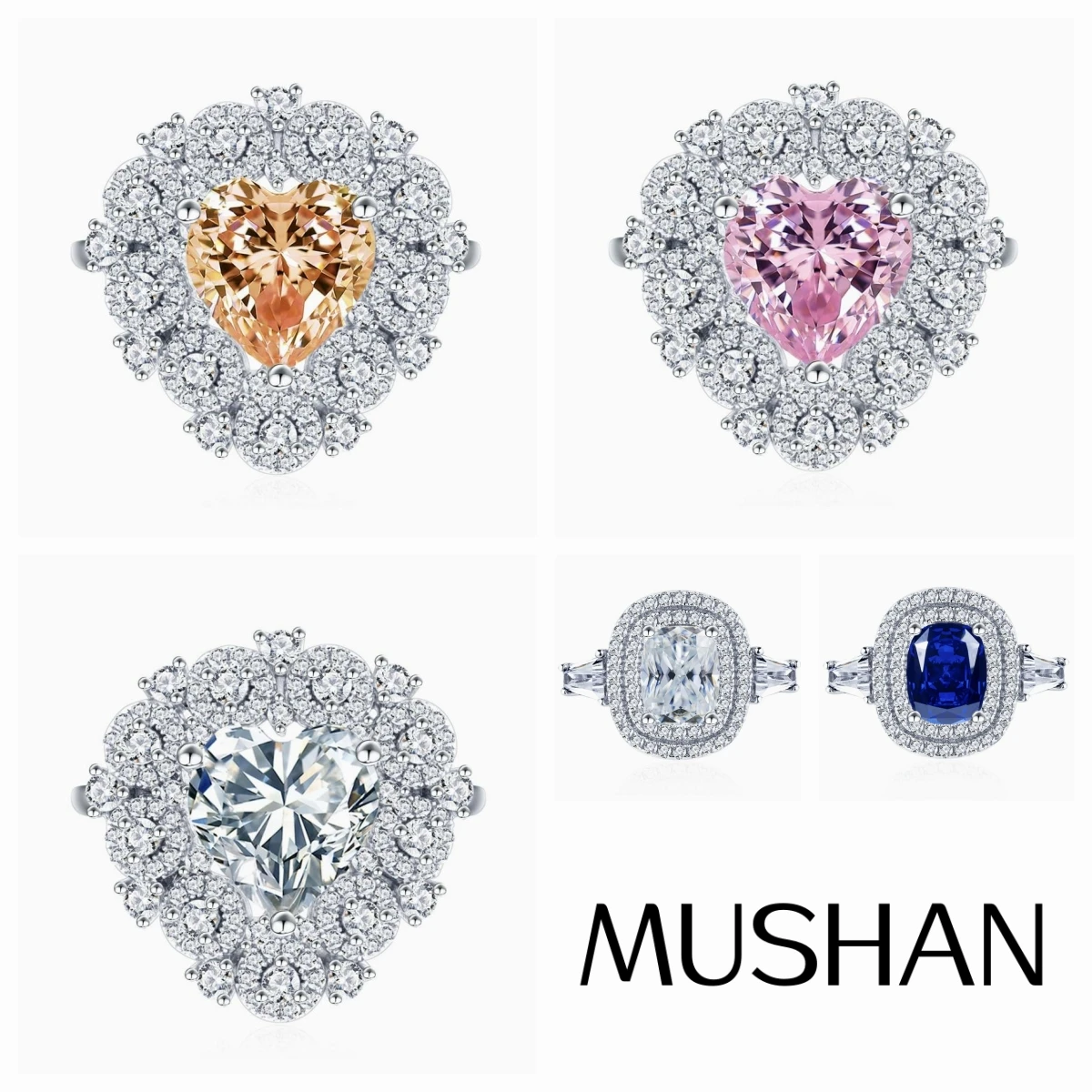 

MUSHAN Luxury Jewelry 925 Sterling Silver Rings For Women Wedding Party Heart Shape Ring Bands CMA Certificate s925 Fine Jewelry