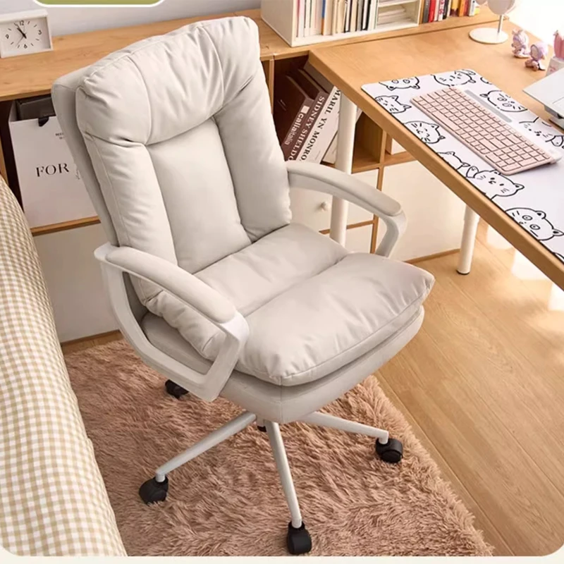 White Computer Office Chair can be Reclining Household Sedentary Comfortable Girls Light Luxury Makeup Chair