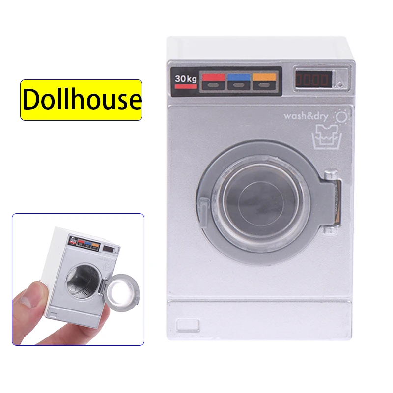 1:12 Dollhouse Miniatuur Wasmachine Drum Washer Huishoudapparaat Wasserij Model Poppenhuis Meubels Decor Speelgoed