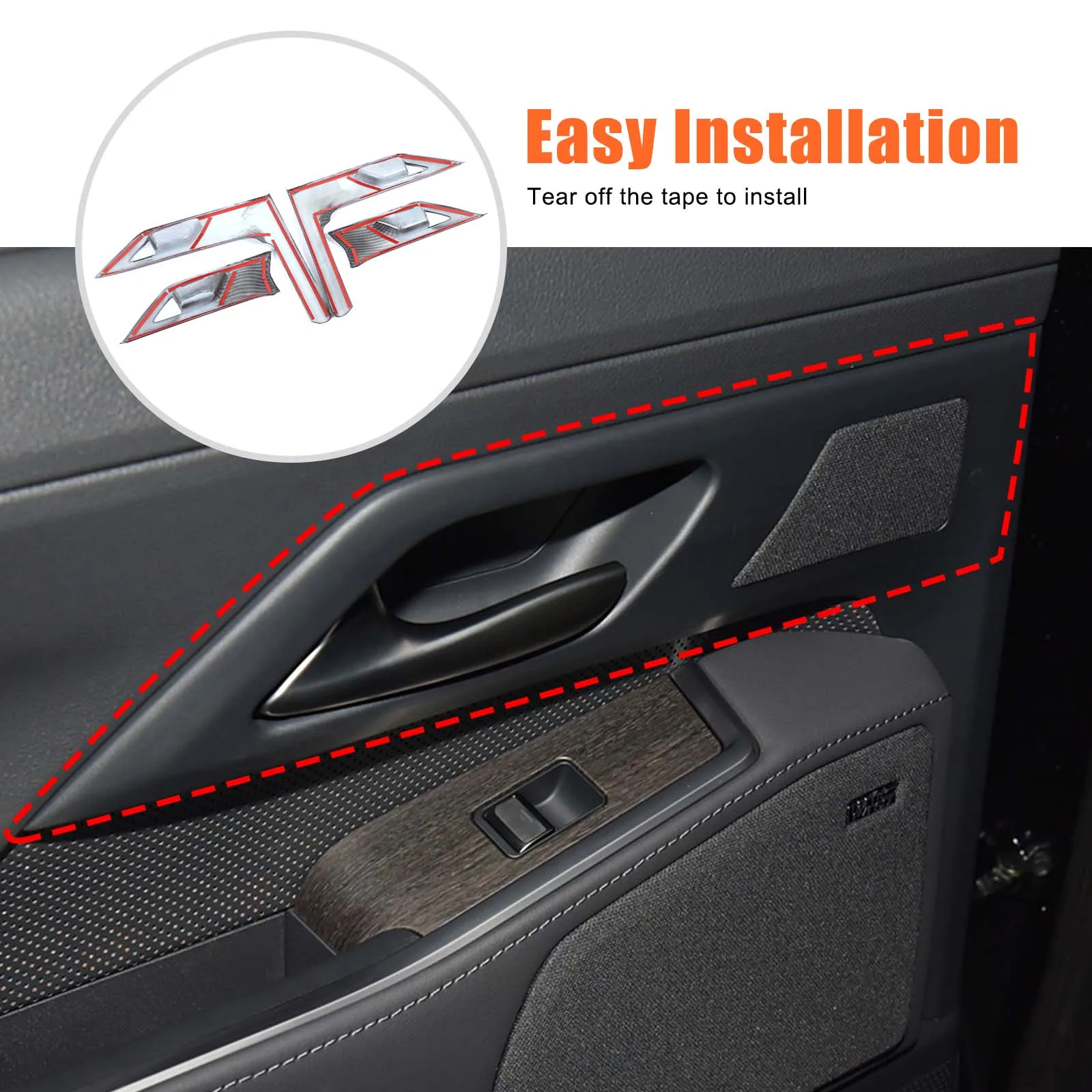 

For Lexus GX 2024+ Car Interior Door Handle Bowl Decorative Sticker ABS Black Automotive Modification Parts