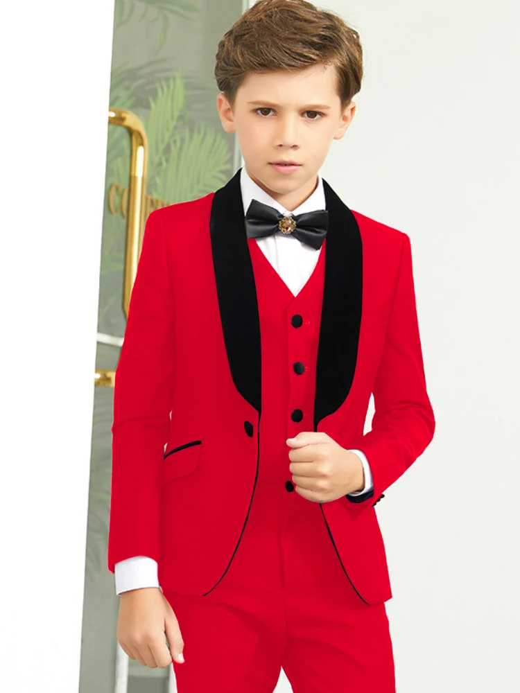 Royal Blue Boys Suits Jacket Vest Pants 3 Piece Suits Fashion Clothes Wedding Tuxedos for Kids Formal Blazer Sets