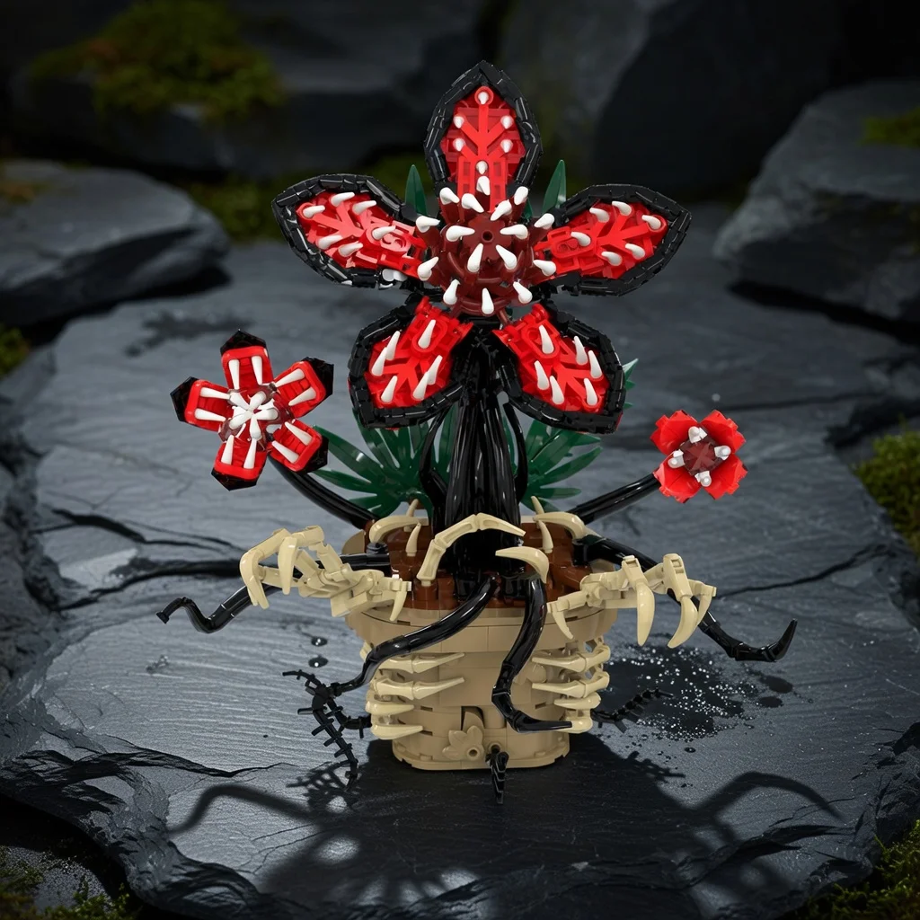 

MOC Dark Horror Flower Bonsai Building Blocks Sci-Fi Monster Plant Bricks DIY Alien Flora Model Adults Collection Decor