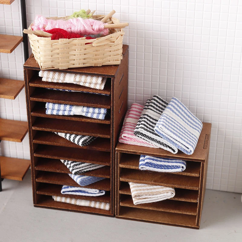Mueble de tela en miniatura para casa de muñecas 1:12, gabinete de almacenamiento, decoración para el hogar, accesorios para casa de muñecas