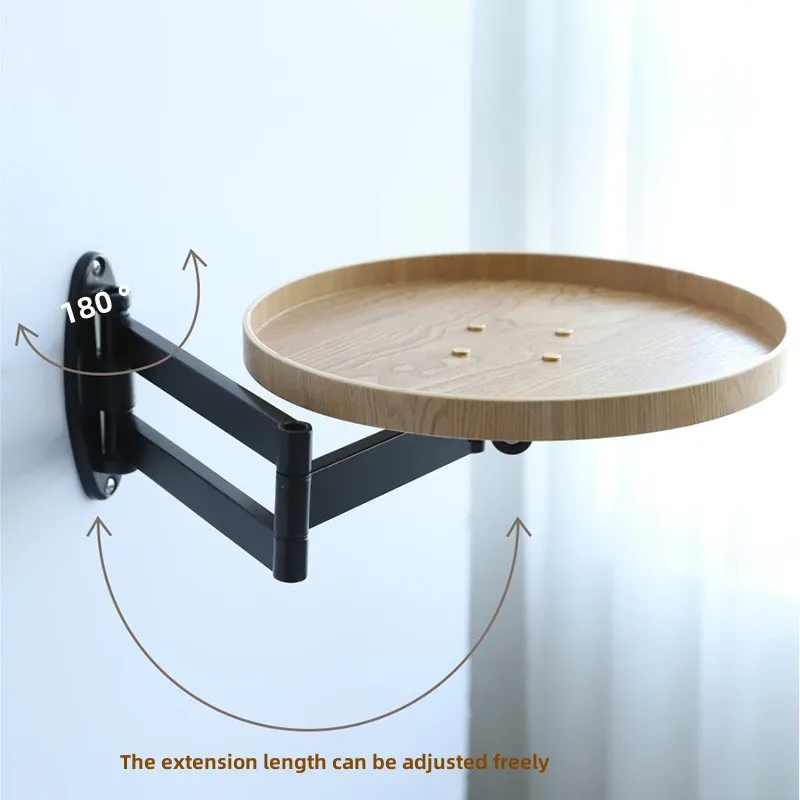 Creative wall hanging Sofa side table foldable wooden corner table bedside tables telescopic coffee table living room furniture image 3