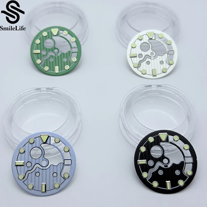 SmileLife NH35 Skeleton Dial 28.5mm C3 Green Luminous Watch Dial for NH35/36 Movement Watch Accessories Hollow Watch Faces