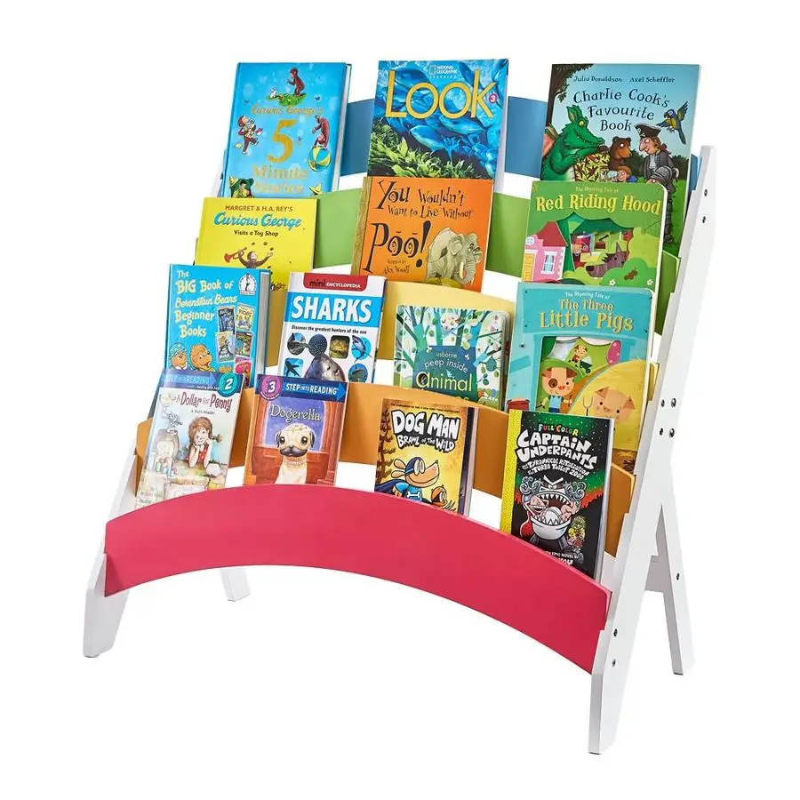 

Kids Bookshelf, Rainbow Book Shelf for Kids Rooms, 4 Tier Toddler Storage Book Rack, Montessori Bookcase for Playroom, Nursery,