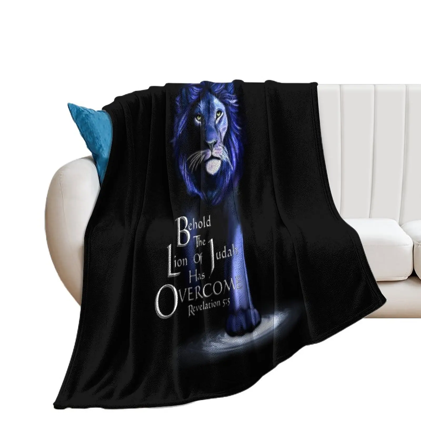 

Lion of Judah With Scripture (Electric Blue) Throw Blanket Hairys Cute Giant Sofa Blankets