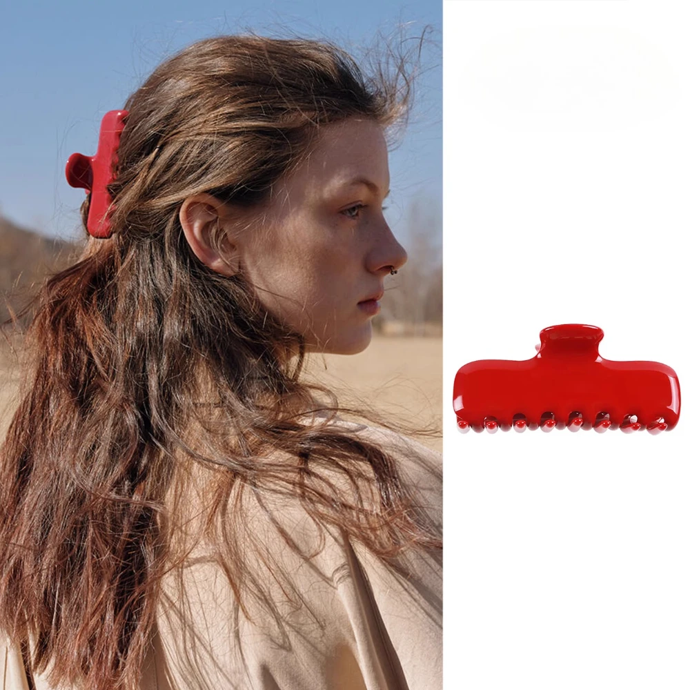 

Fashion Red Hair Clips for Women Large Acrylic Acetate Hair Claw Clips Girls Headband Hairpin Lady Hair Ornament Accessories