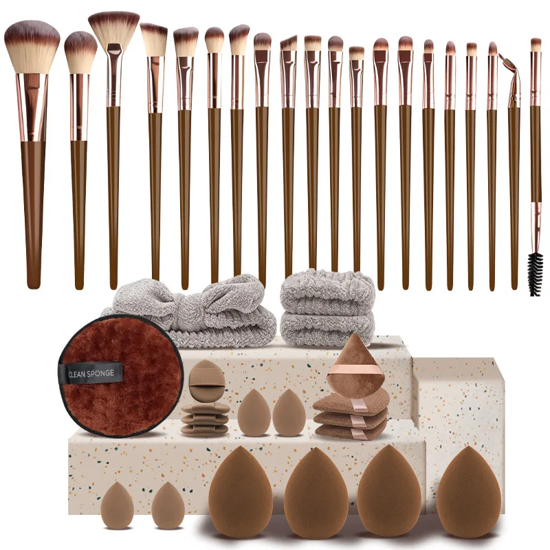 40 Pcs Beauty Set Makeup Tool Combo Set  Brushes and Sponges rofessional Triangle Powder Puff Wash Makeup Tool Gift
