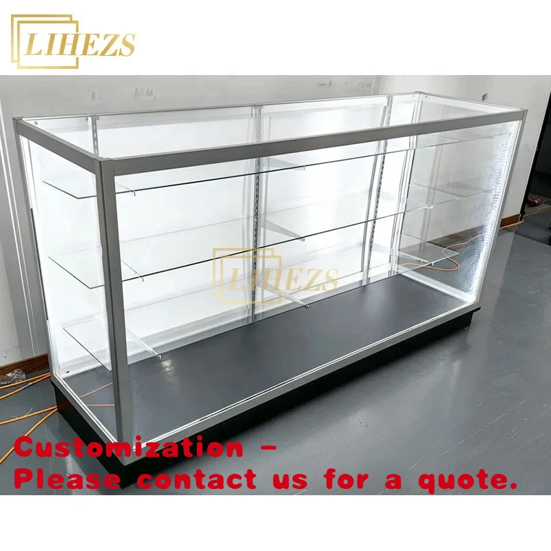 

custom.Retail Design Electronic Smoke Shop Furniture Transparent Glass Mobile Pusher Smoke Rack Shelf With Led