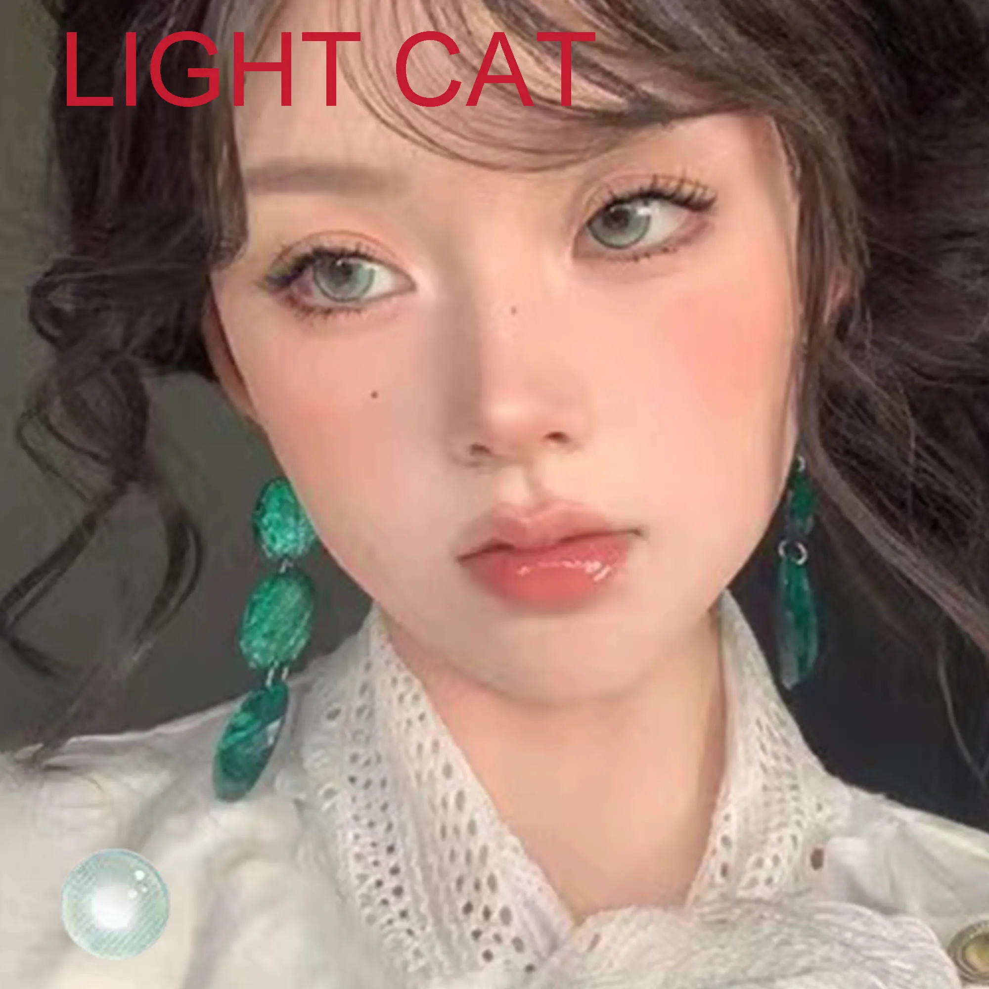 14.50mm Dolly Eye Soft Contacts Lenses with Power Anime Eyewear Accessories lentes de contacto Light Cat Green