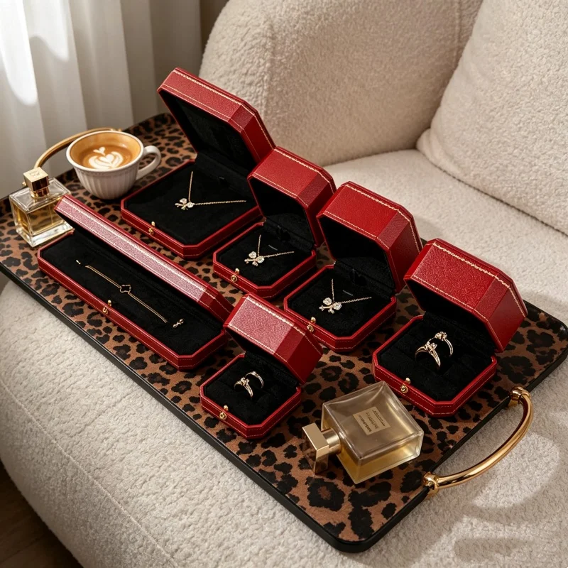 Octagonal  Jewelry Storage Box, Ring Display & Appraisal Tray, Bracelet Necklace Organizer with Gift Packaging for Shop Co