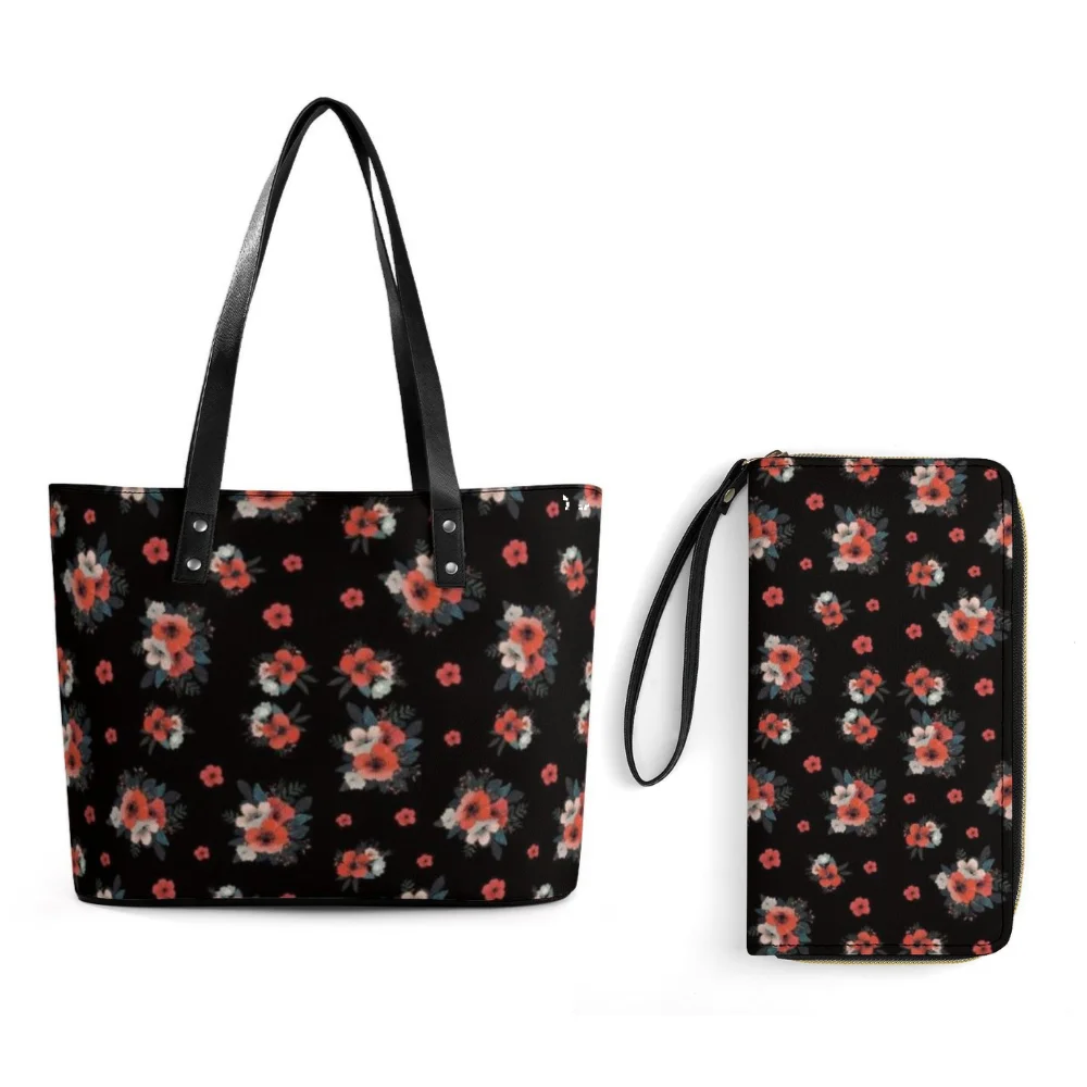 

Женская сумка-кошелек большой вместимости, комплект Hua Ben, женская сумка на одно плечо, настраиваемые узоры, подходит для поездок на работу