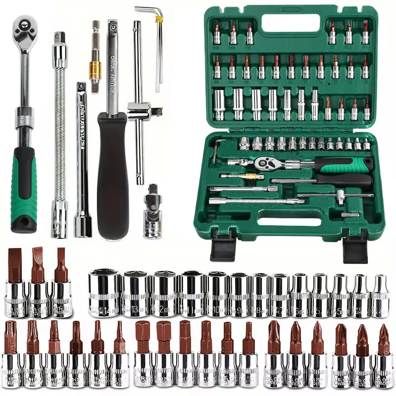 

Tool Set Hand Tools for Car Repair Ratchet Spanner Wrench Socket Set Professional Bicycle Car tire Repair mechanical Tool Kits