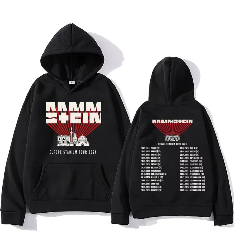 Ramms ein Europa Tour 2024 Hoodies Rockband Streetwear Hip Hop Frauen Sweatshirts Grafik Kleidung weiche Kapuzen pullover