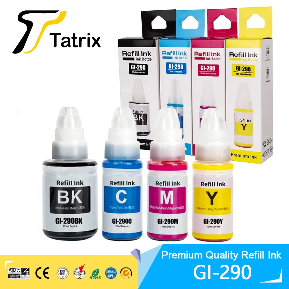 

Tatrix GI290 GI-290 GI 290 Премиум-совместимая бутылка на водной основе, чернила DGT для принтера Canon Pixma G1200 G4210 4210 G3200